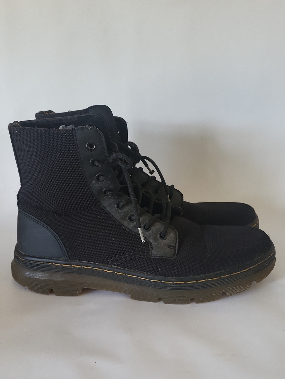 Dr. Martens Combs 8-Eye Black Canvas Nylon Casual Combat Boots Size 11